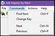 inquiry by item - Commands Menu